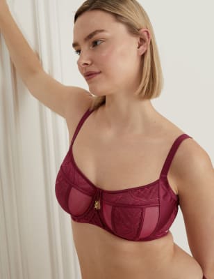 Rosie Womens Cassia Silk & Lace Wired Full Cup Bra A-E - 30C