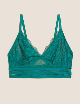 Non-wired lace bralette - Emerald green - Ladies