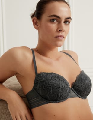 

Womens Autograph Marseilles Lace Wired Balcony Bra A-E - Charcoal, Charcoal