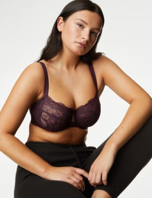 

Womens Autograph Marseilles Lace Wired Balcony Bra F-H - Dark Purple, Dark Purple