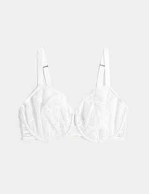 M&S Bras 32A White/Pink PK2 Cotton Rich Balcony Underwired Padded