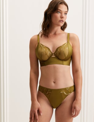 

Womens Autograph Slip mit hoch ausgeschnittenem Bein und Stickerei „Amalfi“ - Chartreuse, Chartreuse