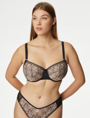 M&S AUTOGRAPH CHILLI EMBROIDERED PADDED UNDERWIRED BALCONY BRA