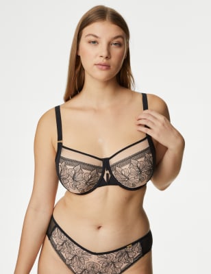 Marks & Spencer Womens Cotton Blend Wired & Non Padded Minimiser Bra Black  : : Fashion