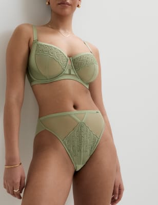 Autograph Women's Belize Embroidery Wired Minimiser Bra (C-G) - 32C - Light Olive, Light Olive