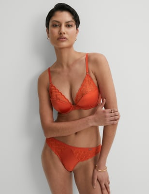 Autograph Womens Belize Embroidery Thong - 8 - Bright Orange, Bright Orange,Light Olive