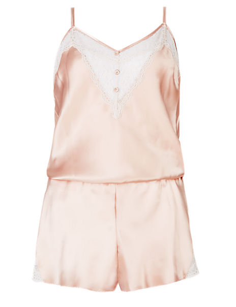 Silk Teddy with Rose Lace ONLINE ONLY | Rosie for Autograph | M&S