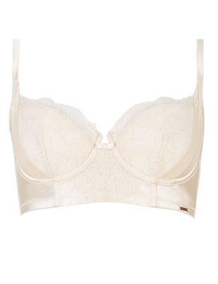 Rose Lace Padded Underwired Longline Bra A-DD with Silk | Rosie for ...