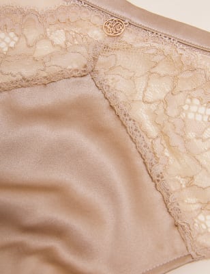 

Womens ROSIE Silk & Lace High Leg Knickers - Rose Quartz, Rose Quartz