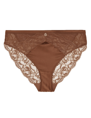 

ROSIE Braguitas de corte alto con encaje de sedaWomens - Topaz, Topaz