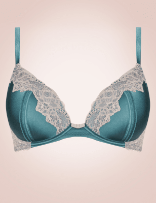 Silk & Lace Padded Plunge Bra A-E | M&S