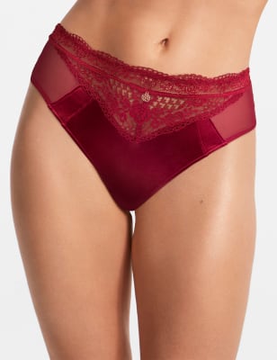 Curvy terracotta spot mesh high leg knicker 0 1 and live