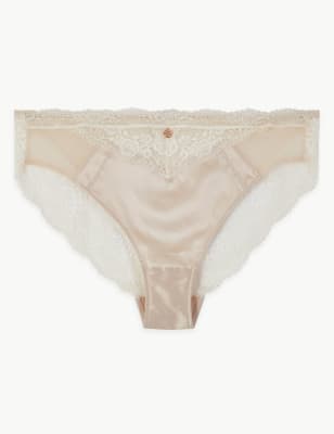 Culotte &eacute;chancr&eacute;e en soie et dentelle