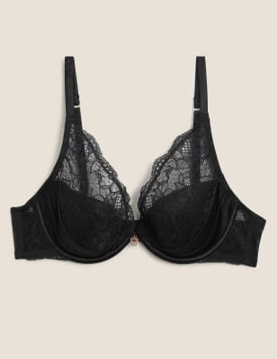 Silk & Lace Padded Plunge Bra