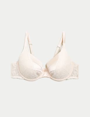 Lace Wired Full Cup Bra With Silk A-E