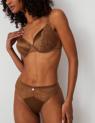 Lace Wired Full Cup Bra With Silk A-E