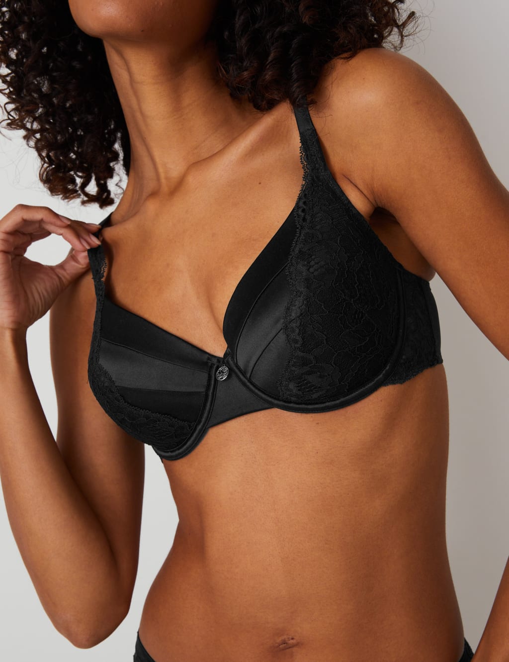 Lace Wired Full Cup Bra With Silk A-E image 3