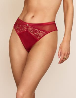 

Womens ROSIE Silk & Lace High Leg Knickers - Lacquer Red, Lacquer Red