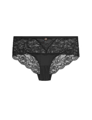 Rosie Womens Silk & Lace Shorts - 8 - Black, Black,Pale Opaline