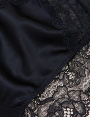 

Womens ROSIE Silk & Lace High Waisted High Leg Knickers - Black, Black