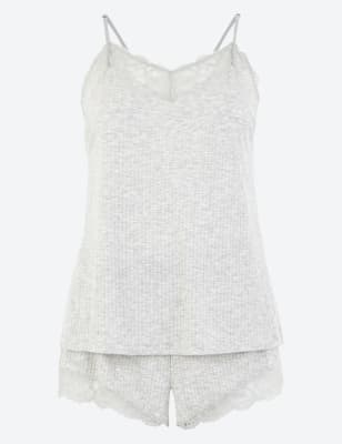 Ensemble caraco confortable en coton et dentelle