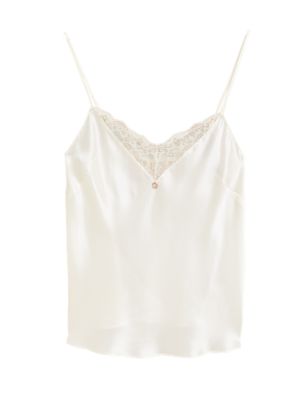 

Womens ROSIE Silk & Lace Camisole - Ivory Mix, Ivory Mix
