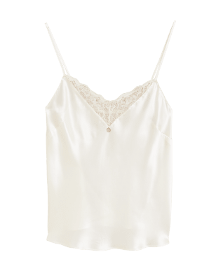 

Womens ROSIE Silk & Lace Camisole - Ivory Mix, Ivory Mix