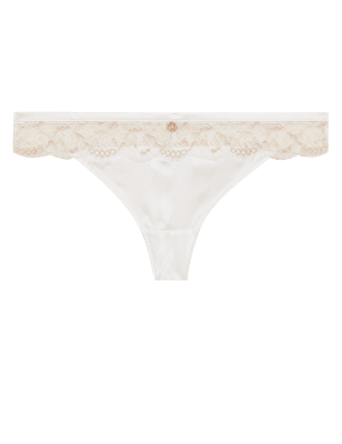 

ROSIE Tanga de seda y encajeWomens - Ivory Mix, Ivory Mix