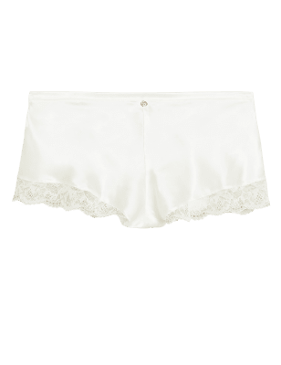 

Womens ROSIE Silk & Lace French Knickers - Ivory Mix, Ivory Mix