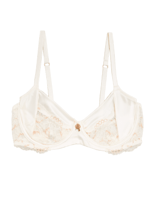 

Womens ROSIE Silk & Lace Non-Padded Balcony Bra B-G - Ivory Mix, Ivory Mix