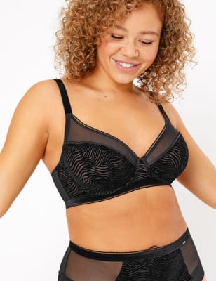 Soutien-gorge plongeant &agrave; motif animal floqu&eacute;, bonnets&nbsp;E+