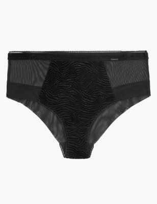 Tanga &agrave; motif animal floqu&eacute;