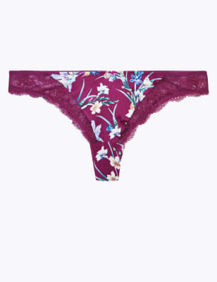 Culotte Miami en dentelle et soie &agrave; motif fleuri exotique