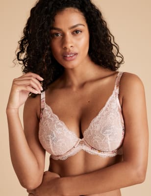 Womens ROSIE Soutien-gorge non ampliforme en dentelle et soie, bonnets B à I - Light Pink