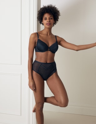 

Womens Autograph Snake Lace High Waisted Brazilian Knickers - Navy, Navy