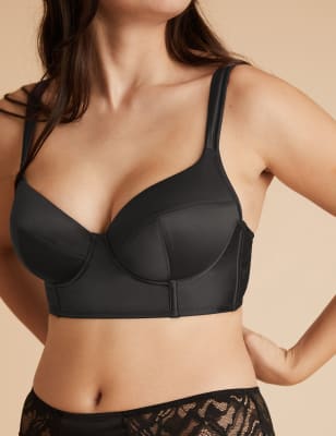 Black Satin Longline Bustier Bra 32A – Highstreet Outlet UK