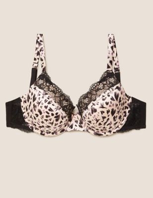 Leopard-print satin balconette bra in ANIMAL PRINT for Women