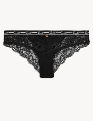 

Womens Rosie Lace Lounge Brazilian Knickers - Black, Black