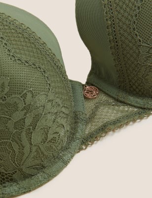

Womens ROSIE Lace Wired Padded Full Cup Bra A-E - Olive, Olive