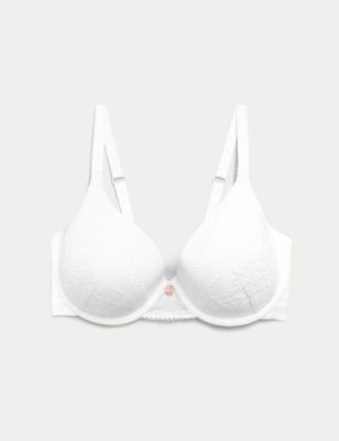 Rosie Womens Lace Wired Padded Full Cup Bra A-E - 30B - White, White,Black