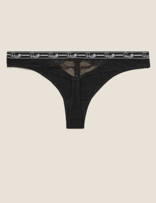 Womens ROSIE Ribbed Lounge Thong - Black