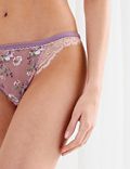 Floral Embroidered Tanga Brazilian Knickers
