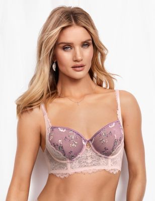 Floral Embroidered Non-Padded Balcony Bra A-E