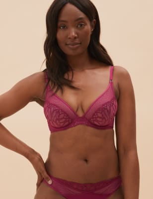 Nouveau Embroidered Wired Plunge Bra A-E