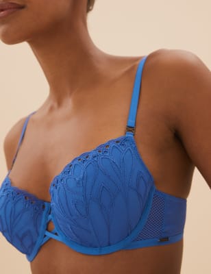 

Womens Autograph Nouveau Embroidered Padded Balcony Bra A-E - Blue Mix, Blue Mix