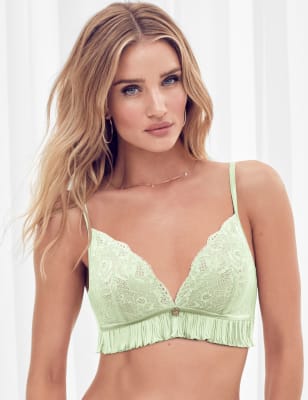 

Womens ROSIE Pleat & Lace Non Wired Bralette - Pistachio, Pistachio