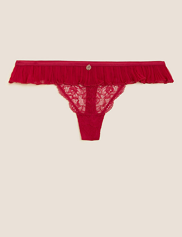 Pleat & Lace Low Rise Thong - NL
