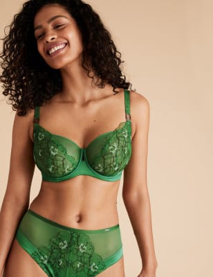 

Womens Autograph Allure Embroidered Underwired Balcony Bra F-H - Green Mix, Green Mix