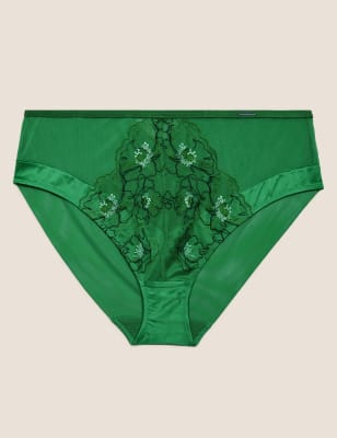 

Womens Autograph Allure Embroidered High Leg Knickers - Green Mix, Green Mix