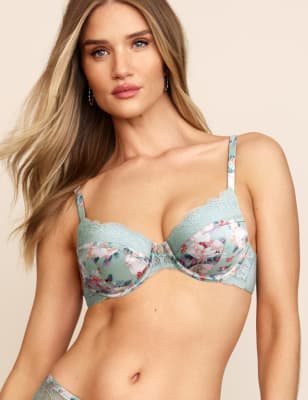 

Womens ROSIE Silk Floral Padded Full Cup Bra A-E - Light Blue Mix, Light Blue Mix